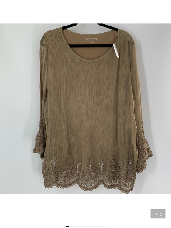 Soft Surroundings Tops - Soft Surroundings Silk Beaded Tunic Women’s Two Layer Top Size 1X